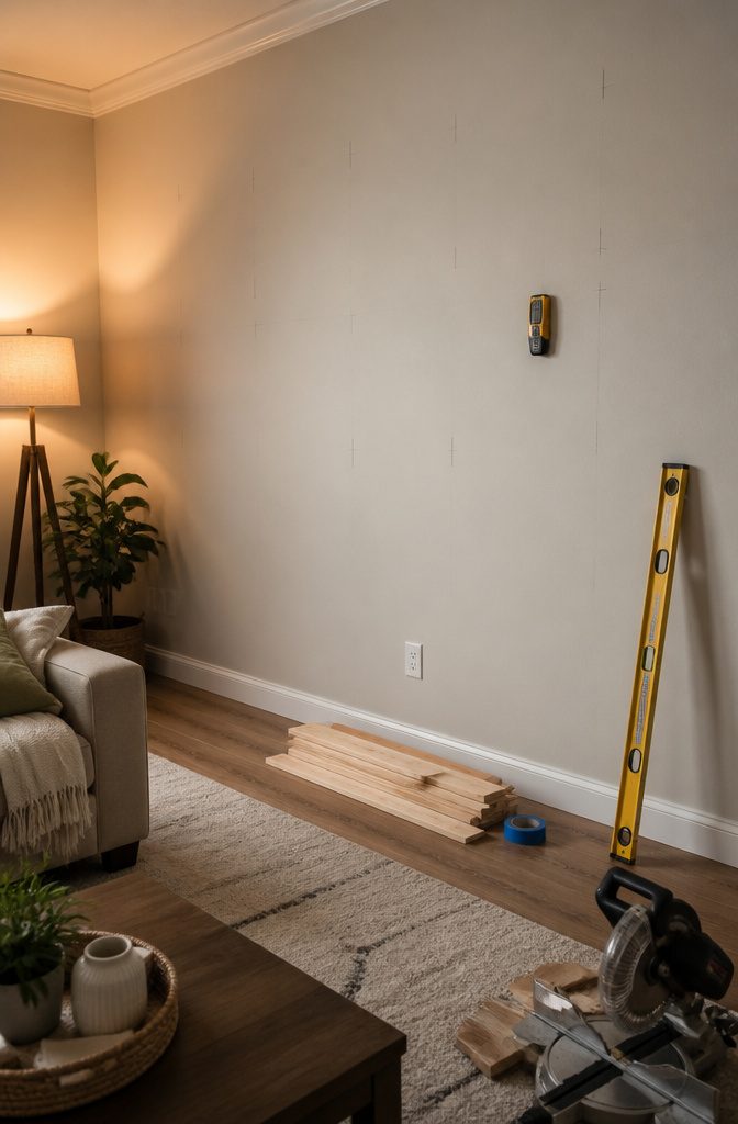 How to Install a DIY Plank Wall in 10 Steps 5 Mark the Stud Locations