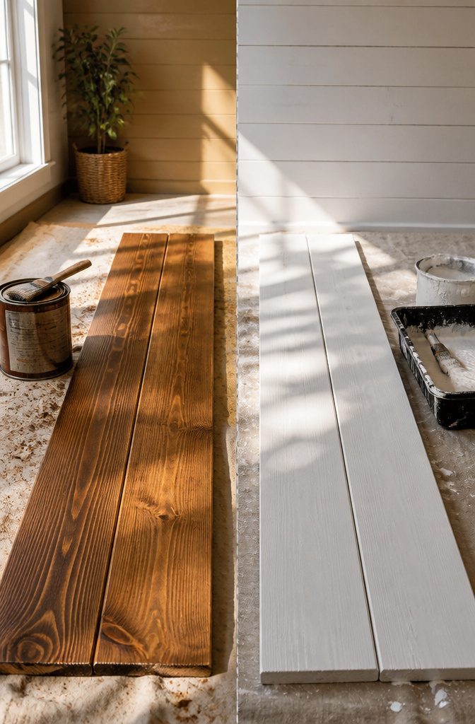 How to Install a DIY Plank Wall in 10 Steps 15 Painting Versus Staining